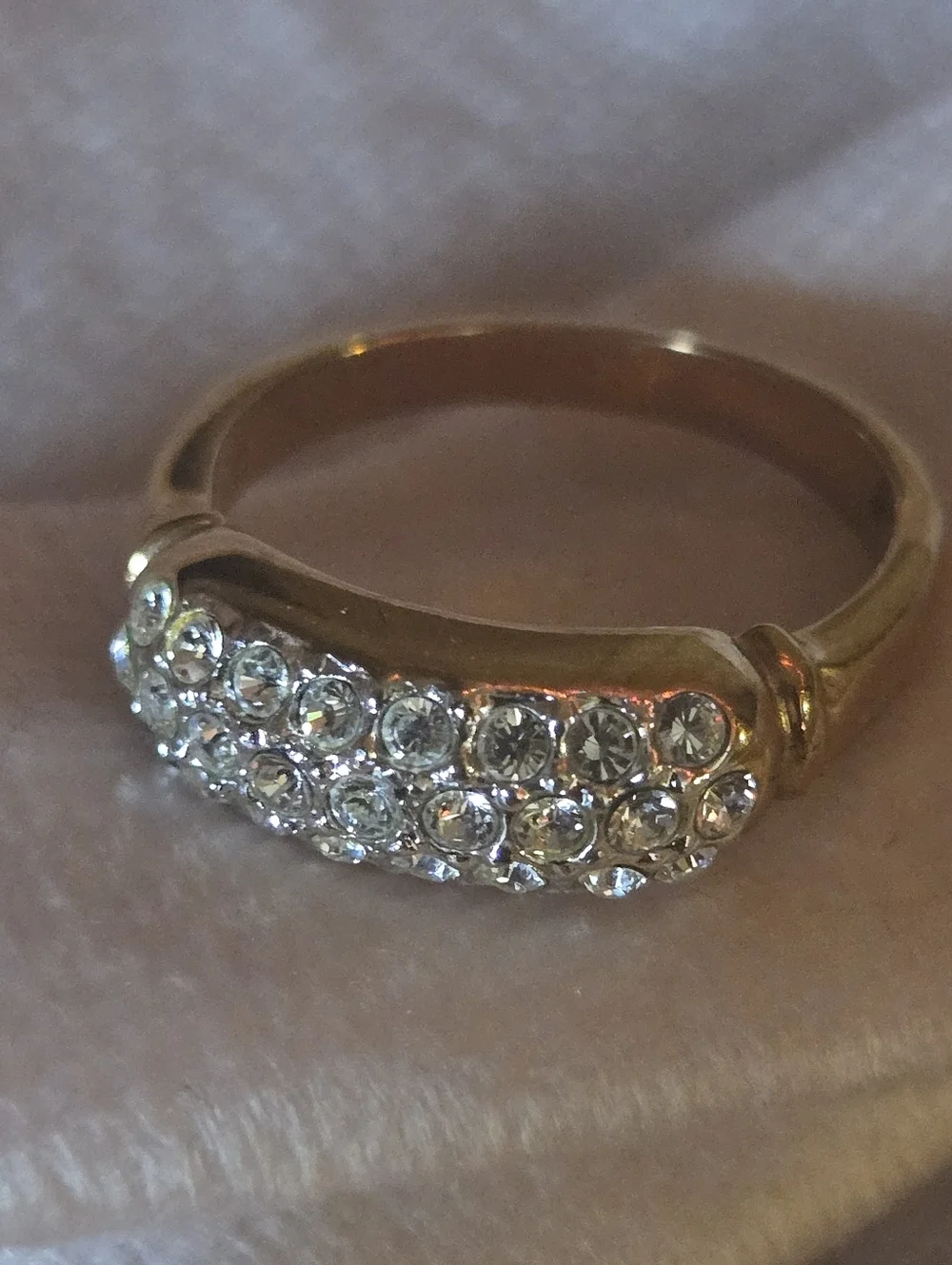 Gold Tone Crystal Pave Ring